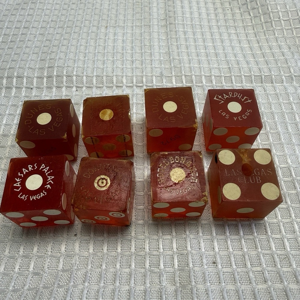 8 Vintage 60s Casino Dice Las Vegas Stardust Golden Gate Caesars Bonanza Dunes